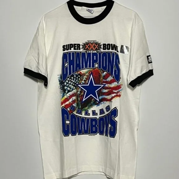 Vintage STARTER 1996 Dallas Cowboys Super Bowl XXX Champions T-Shirt NWOT Men M - Picture 1 of 12